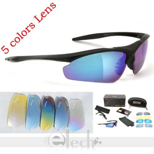 Bicycle Bike Sport Glasses Goggle 5 Lens TS001 Black  