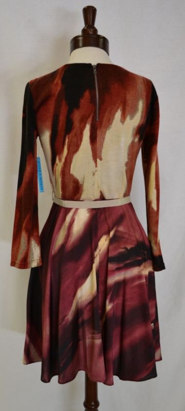 Alice+Olivia CALI Flare Skirt Silk Combo Dress S 4 6 UK 8 10 NWT Lava 