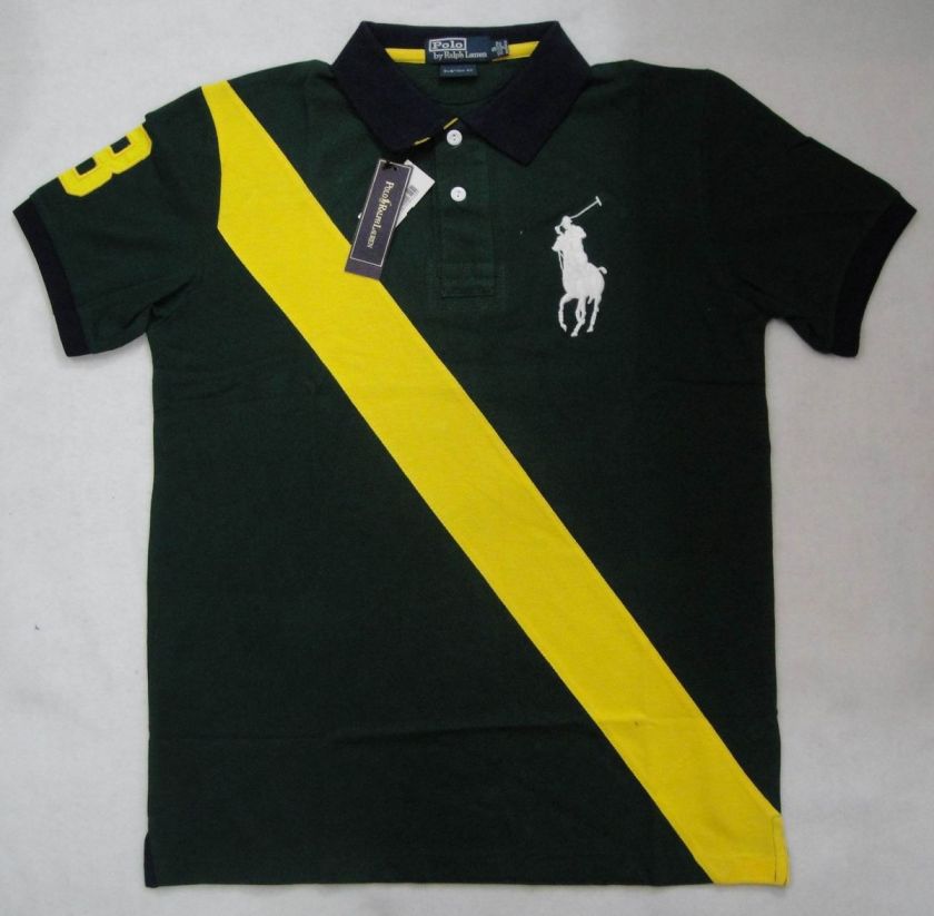 New Ralph Lauren Mens Big Pony Polo Shirt Sash Strip NO.3 Green 