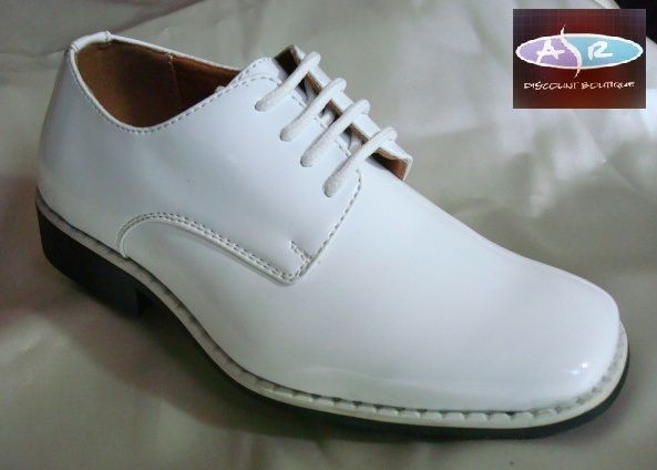 Boys White Designer Tuxedo Shoes Sizes 1 2 3 4 5  