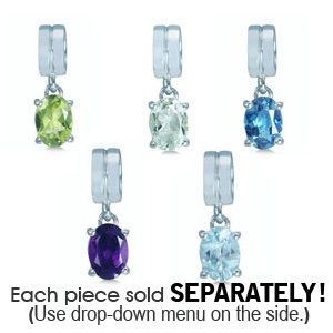 Real Peridot, Amethyst or Topaz 925 Sterling Silver European Dangle 