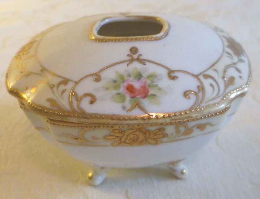 Antique Hand Painted Gilt Nippon Noritake Hair Receiver  