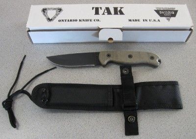 NEW Ontario TAK 1 #8602 Canvas Micarta Knife & Sheath  