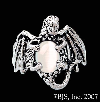 Silver Dragon Ring with Genuine Gemstone, Dragon Jewelry, Your Size 