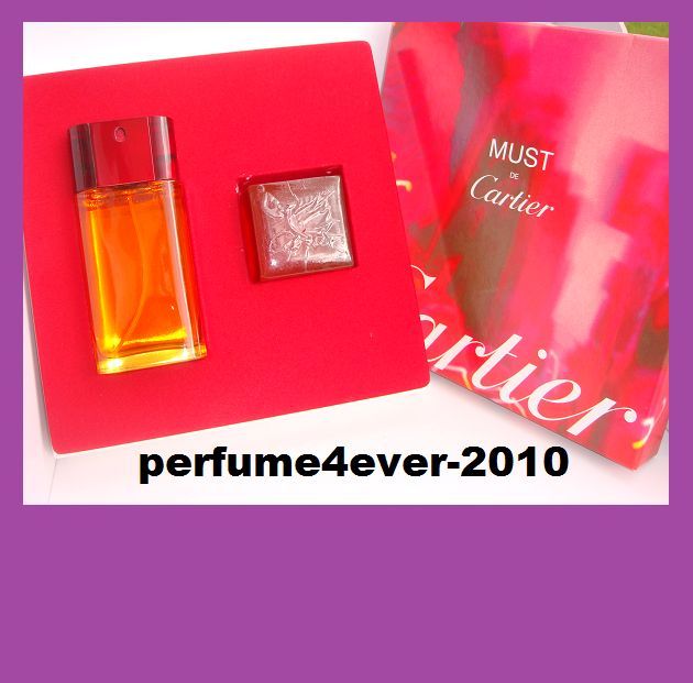 PCS SET MUST DE CARTIER PERFUME 1.6 OZ EDT SPRAY NIB  