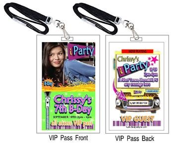 12 iCarly Birthday Invitation VIP PASS favor  