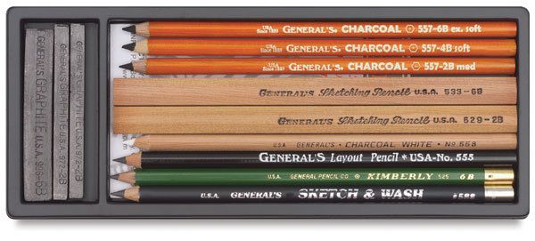 GENERAL PENCIL #10 DRAWING SKETCHING KIT PENCILS GRAPHITE STICKS 