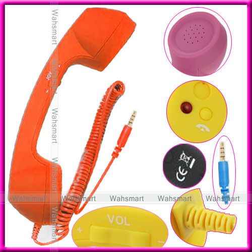 Orange Mic Retro POP Phone Handset Tele Phone for Apple iPhone 4S 3G 