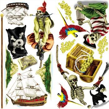 17 Piece PIRATE THEME SCENE Setter Design room clings giant Wall decal 