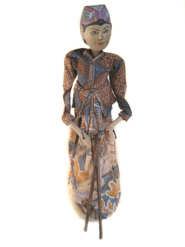 Javanese Wooden Wayang Golek   Aristocratic Wood & Batik Puppet  