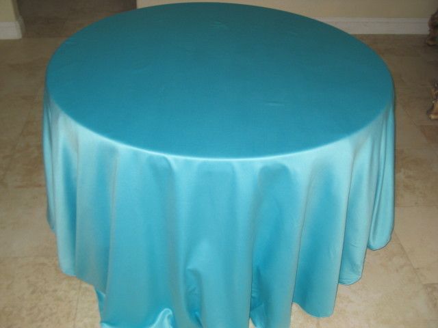 10 POOL AQUA SATIN 120 IN ROUND TABLECLOTHS WEDDING  