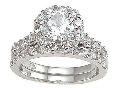 Sterling Silver 925 CZ Engagement Wedding Ring Set 5 9  