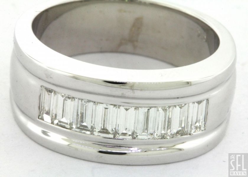 HEAVY 18K WHITE GOLD 1.25CT VS1/F DIAMOND MENS BAND RING SIZE 10.5 