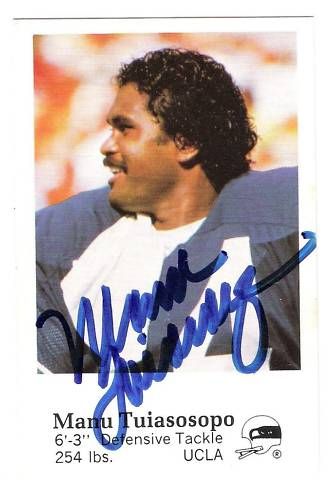 MANU TUIOPO 1982 SEAHAWKS POLICE ISSUE SIGNED CARD  