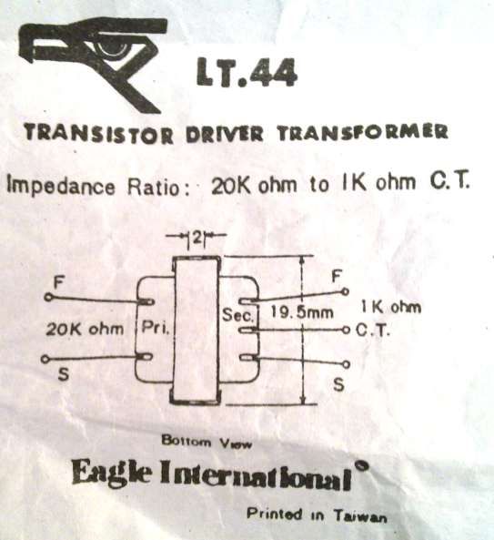 Eagle LT700 / LT44 Radio Output / Inter stage Tapped Audio Matching 