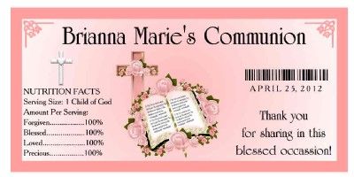 20 1st HOLY COMMUNION PARTY ~ WATER BOTTLE LABELS  