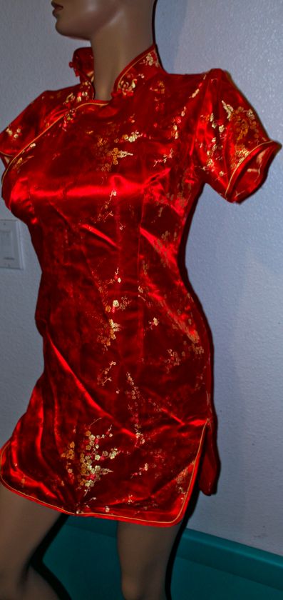 red chinese cheongsam sexy cocktail dress  