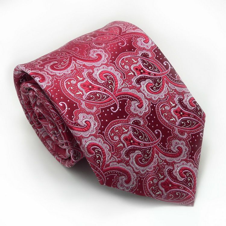 LANDISUN 17E RED PAISLEY TIE SETTIE+HANKY+CUFFLINKS  