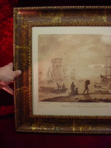 RICHARD EARLOM MEZZOTINT Repro FRAMED Claude Lorrain  