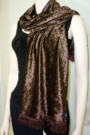 MAYA BURGUNDY CRUSHED VELVET SCARF MADE IN USA  