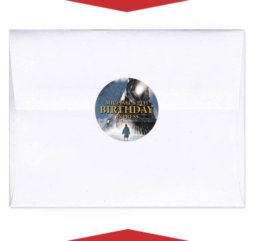 24 POLAR EXPRESS Birthday Party ENVELOPE SEALS  