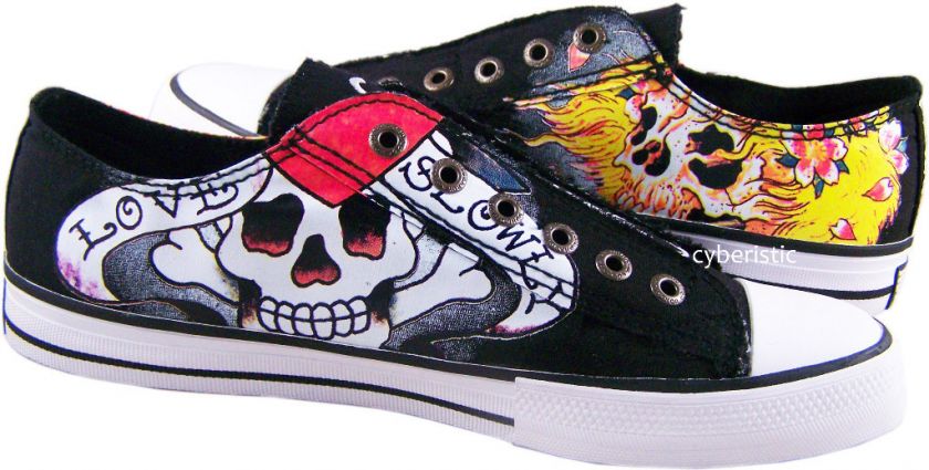 Mens Ed Hardy Black Love Kills Beautiful Ghost Shoes  