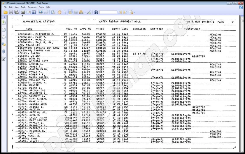 Native American Indian Genealogy W/ Dawes Rolls  