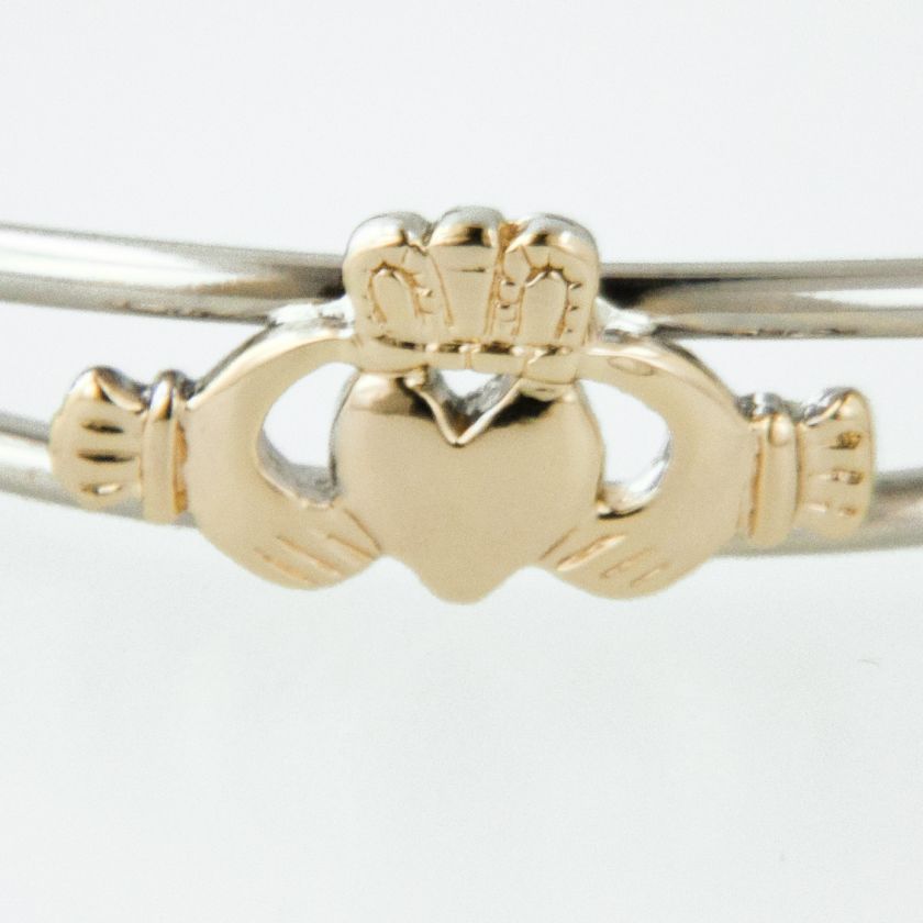 Irish Claddagh Bangle Cuff Bracelet  