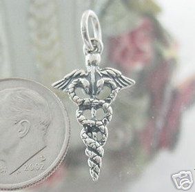 sterling silver *MEDICAL CADUCEUS* charm 146  