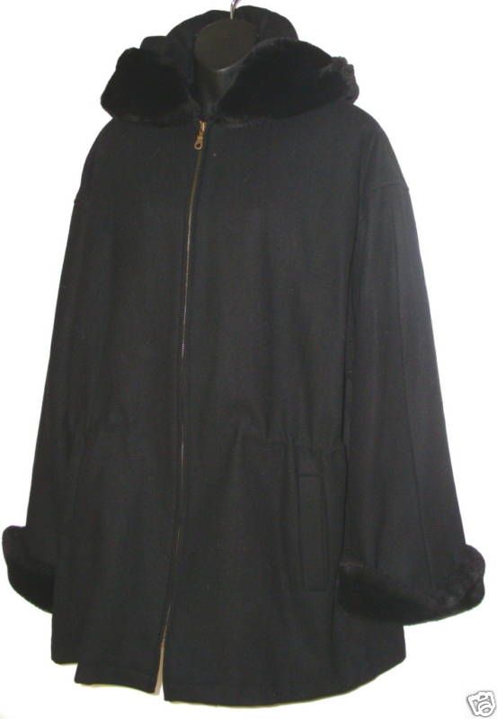 Herman Kay Wms Black Wool Coat 14 *Must C  