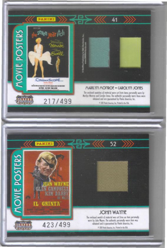   Americana MARILYN MONROE / CAROLYN JONES Dual Memoribilia /499  