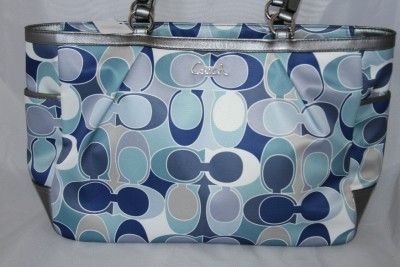 NWT COACH GALLERY OUTLINE SCARF PRINT LARGE EW LARGE TOTE 18428 SILVER 