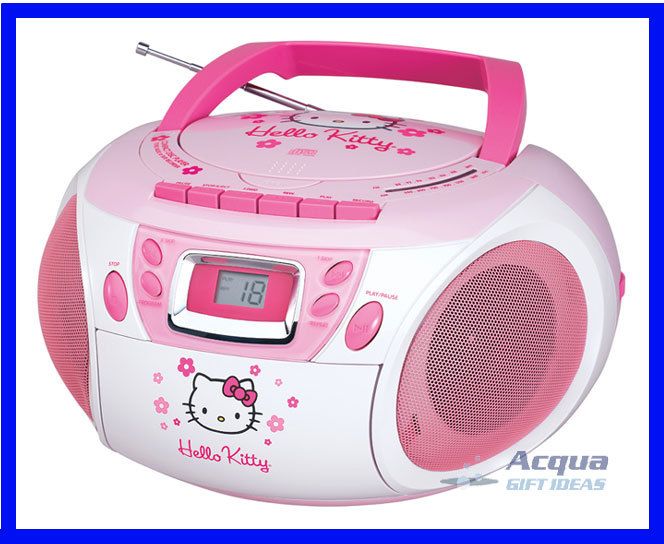 PORTABLE BOOMBOX AM FM RADIO CD CASSETTE PLAYER PINK  