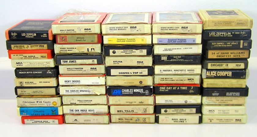 52   8 Track Cassettes Cash Streisand Zeppelin Beach Boys Beatles 