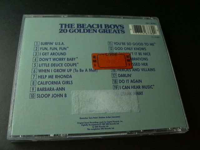 THE BEACH BOYS 20 GOLDEN GREATS EMI UK 1987   CD  