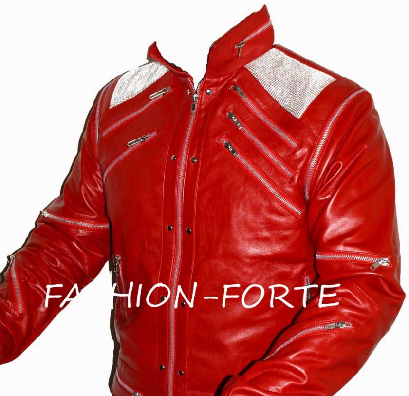 Micheal Jackson Beat it Vintage Leather Jacket=3XL  5XL  