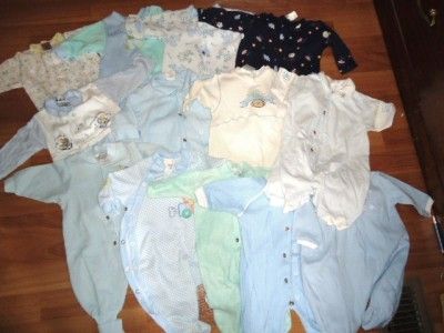 LOT OF 13 BABY BOY SLEEPERS 0 3 MONTHS 3 6 MONTHS ALL EXCELLENT  