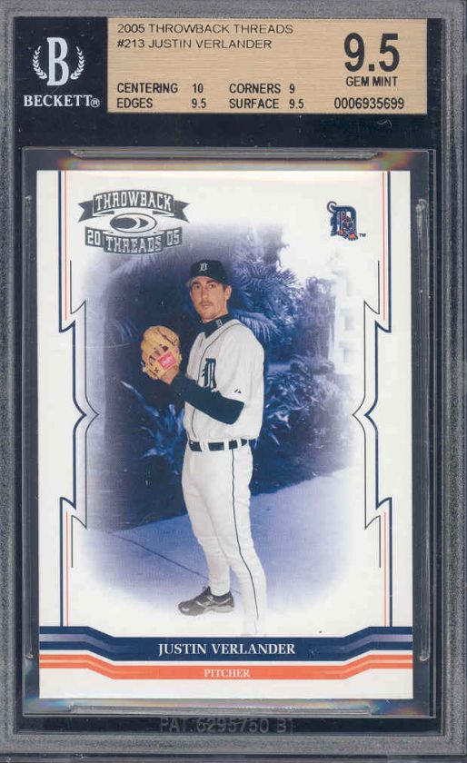 2005 throwback threads JUSTIN VERLANDER rc BGS 10 9.5 (pop 1)  