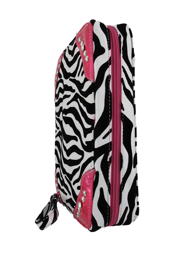 Zebra Print Rhinestone Studded Bible Cover Hot Pink Trim  