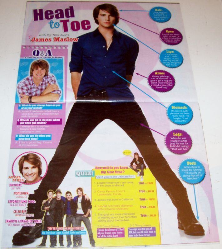 BIG TIME RUSH   JAMES MARLOW   2010   POSTERS PINUPS  