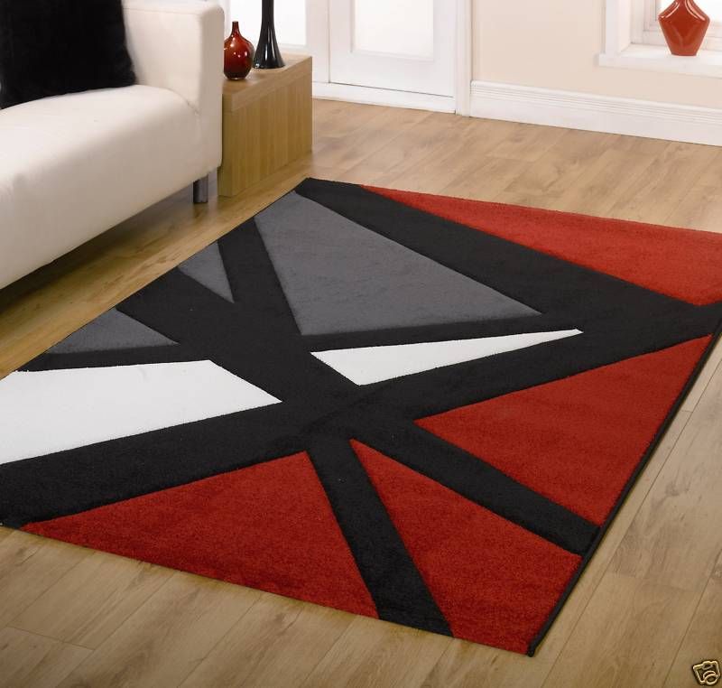 NEW MODERN RED BLACK GREY IVORY CARVED RUGS 120X160CM  