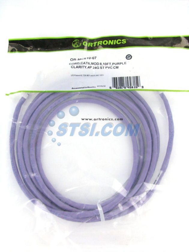 Ortronics OR MC610 07 10 Ft Purple Cat6 Cable ~STSI  