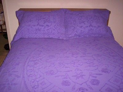 NEW ELEANOR PURPLE KING CHENILLE BEDSPREAD & 2 SHAMS FLOWER DESIGN 