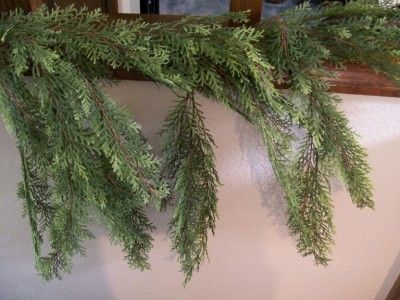   Realistic White Cypress Swag Christmas Garland Jute Rope ends  