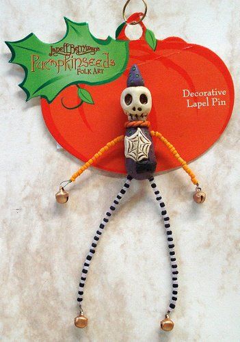 ENESCO Lapel Pin Set/2 PUMPKINSEEDS Halloween JEWELRY  