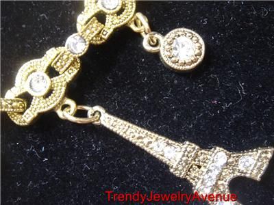 gold Travel Plane Eiffel Tower Cruise BRACELET Charm/  