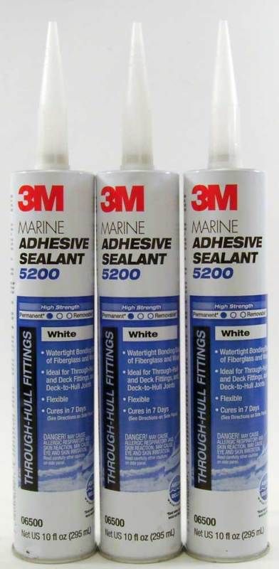 3M Marine Adhesive Sealant White 5200 3 Cartridges 10 Oz (3 Pack)