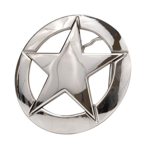 High Polish Nickle Deputy Ranger Star Badge Belt Buckle  