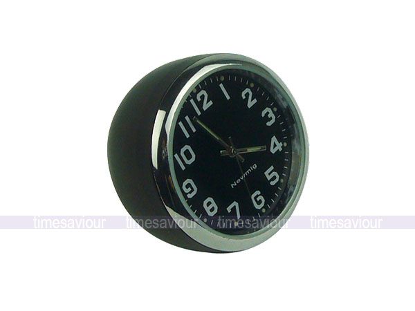 Black Metallic Round Desktop Mini Clock  