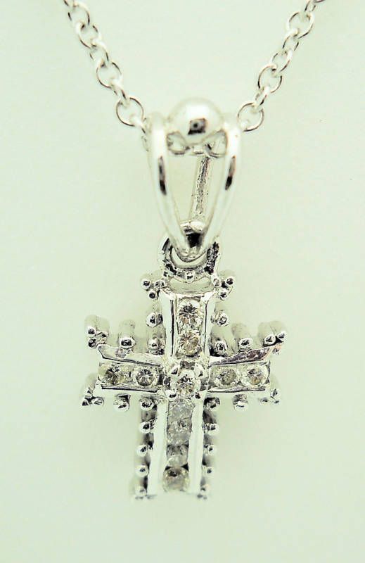 4ct DIAMOND CROSS PENDANT W/18 CHAIN SOLID 14KW GOLD  